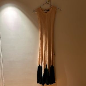 Blush pink and navy stretchy knit dress